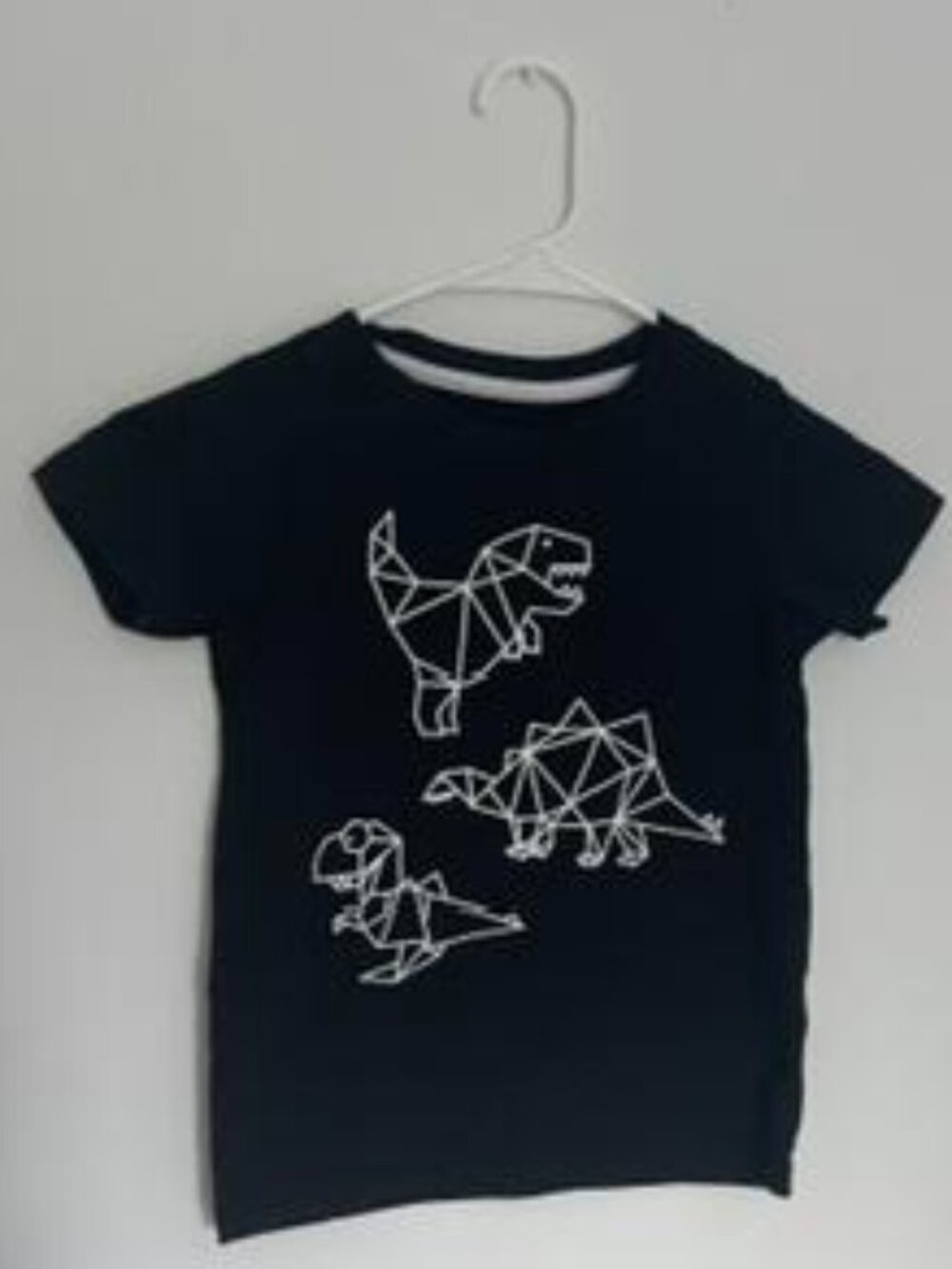 Boys Geometric Dinosaur T-Shirt Size 5T Black White Dino Print Short Sleeve